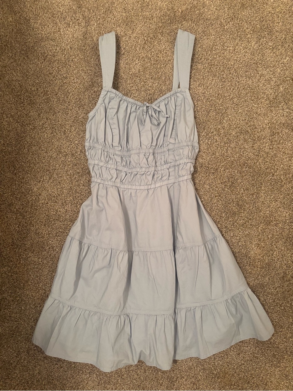 Aritzia Light Blue Tiered Sundress with Smocked Bodice